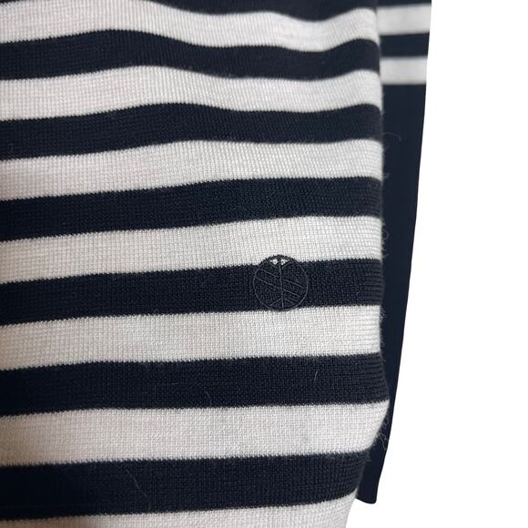 MARIA MCMANUS Mock Neck Merino Wool Black White Stripe Sweater Sz S - Picture 7 of 9